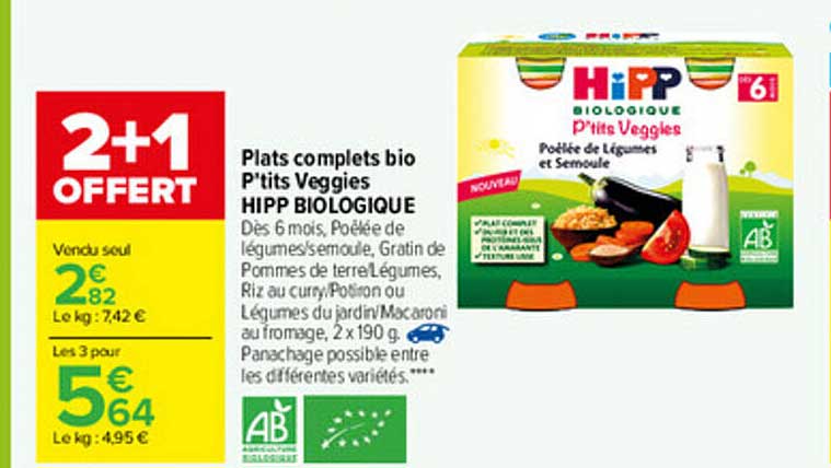 plats complets bio p'tits veggies hipp biologique