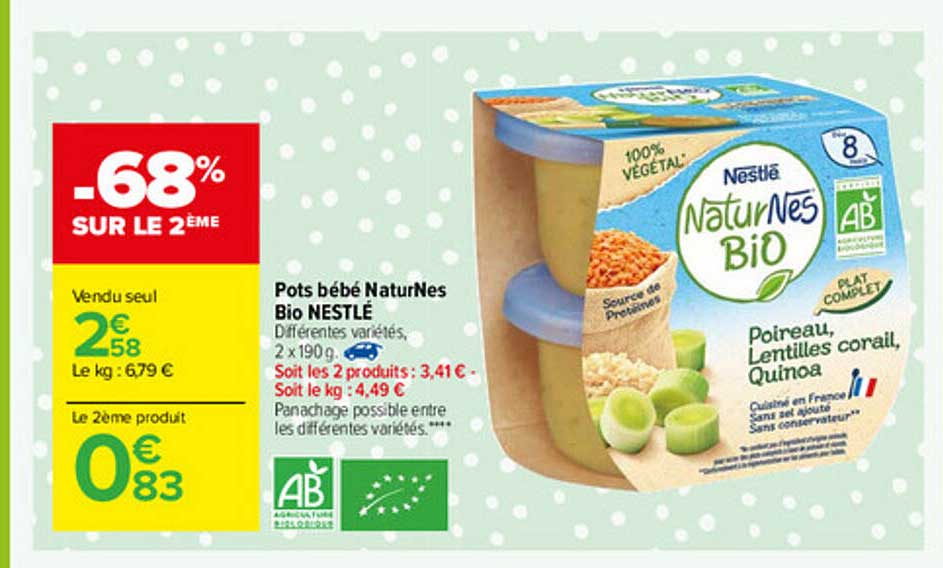 Pots Bébé Naturnes Bio Nestlé