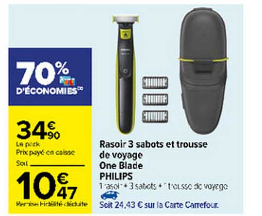 Rasoir 3 Sabots Et Trousse De Voyage One Blade Philips
