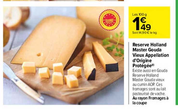 reserve holland master gouda vieux appellation d'origine protégée