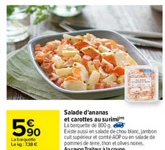 salade d'ananas et carottes au surimi