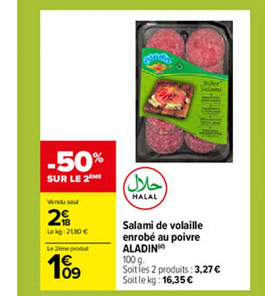 salami de volaille enrobé au poivre aladin