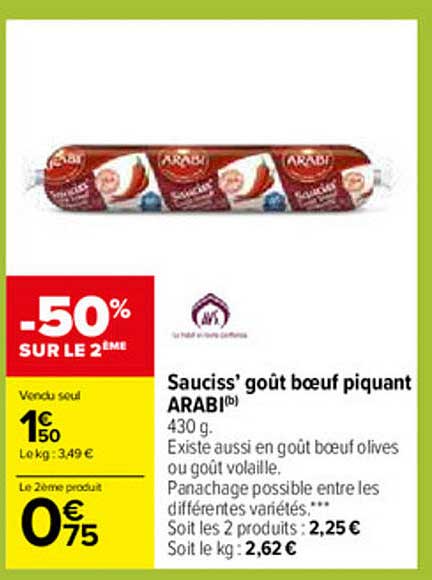 Sauciss' Goût Bœuf Piquant Arabi