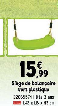 siège de balançoire vert plastique