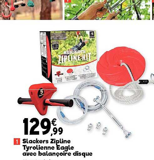 slackers zipline tyrolienne eagle avec balançoire disque