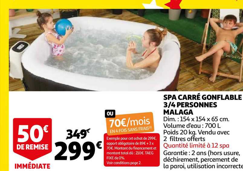 Spa Carré Gonflable 3-4 Personnes Malaga