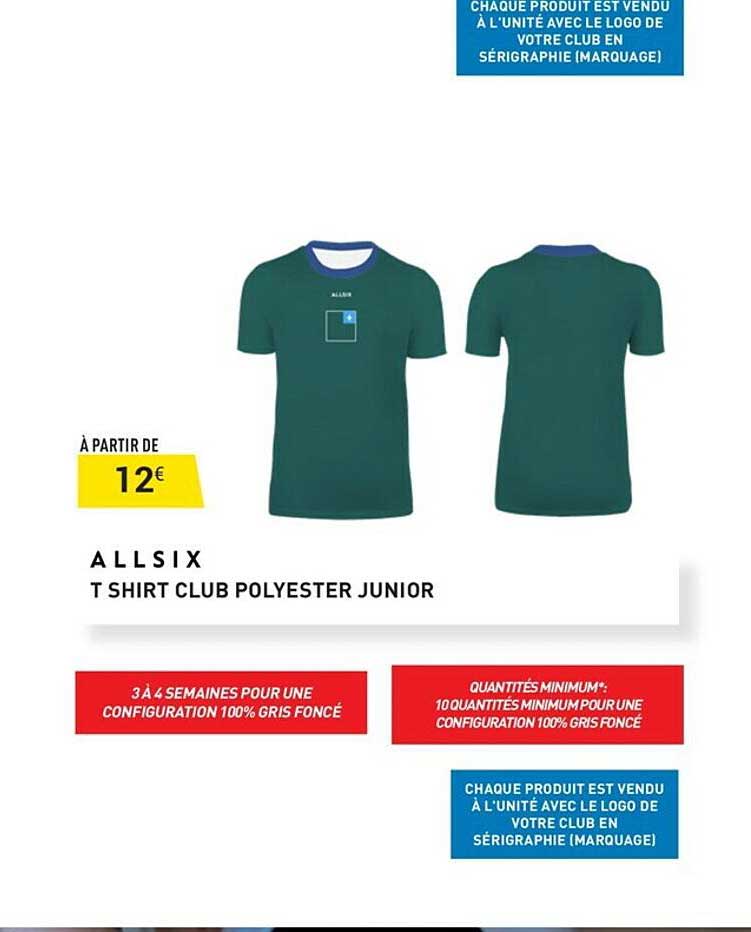 t shirt club polyester junior allsix