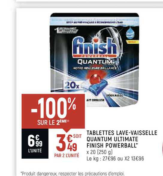 tablettes lave-vaisselle quantum ultimate finish powerball -100% sur le 2ème