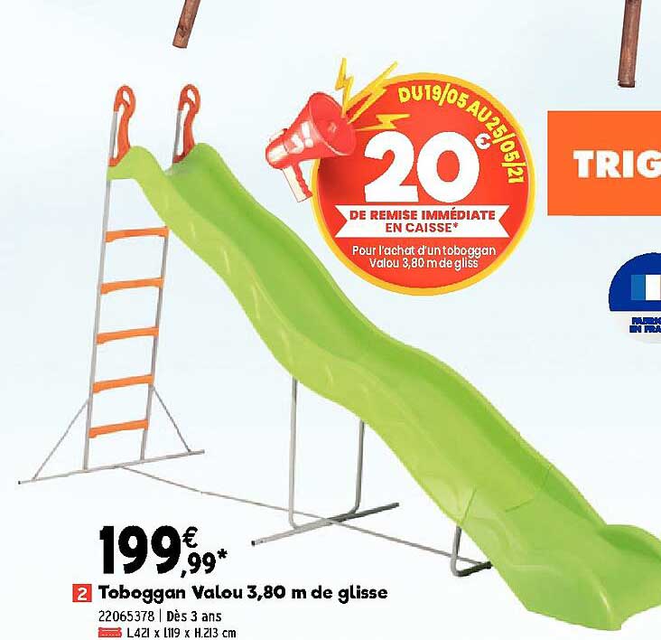 toboggan valou 3,80 m de glisse