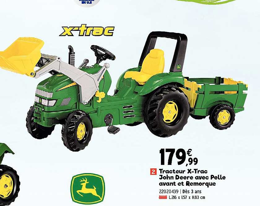 tracteur x-trac john deere avec pelle avant et remorque