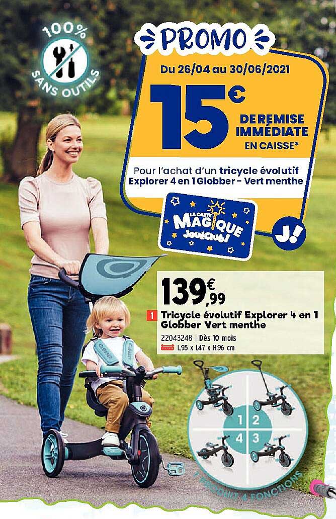 tricycle évolutif explorer 4 en 1 globber vert menthe