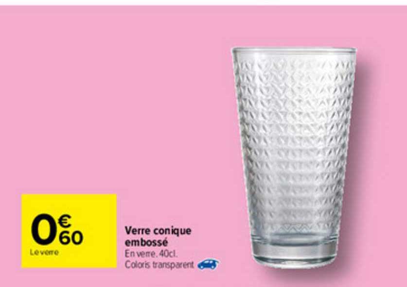 verre conique embossé