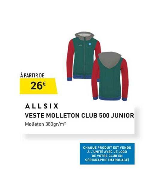 veste molleton club 500 junior allsix