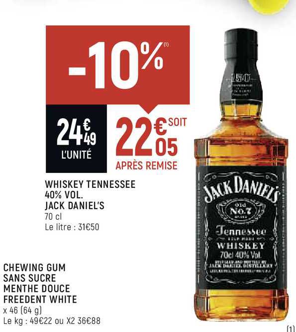 whiskey tennessee 40% vol. jack daniel's
