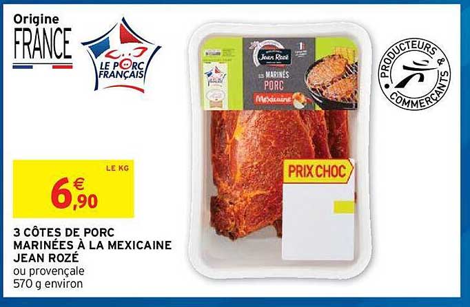 3 côtes de porc marinées à la mexicaine jean rozé