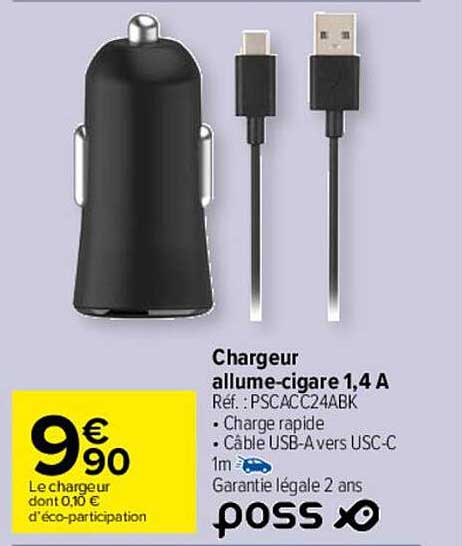 chargeur allume-cigare 1,4 a poss
