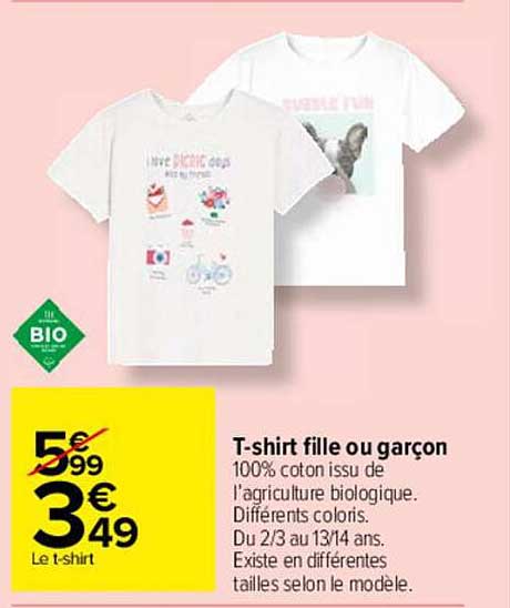 t-shirt fille ou garçon