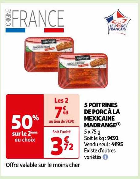 5 Poitrines De Porc à La Mexicaine Madrange