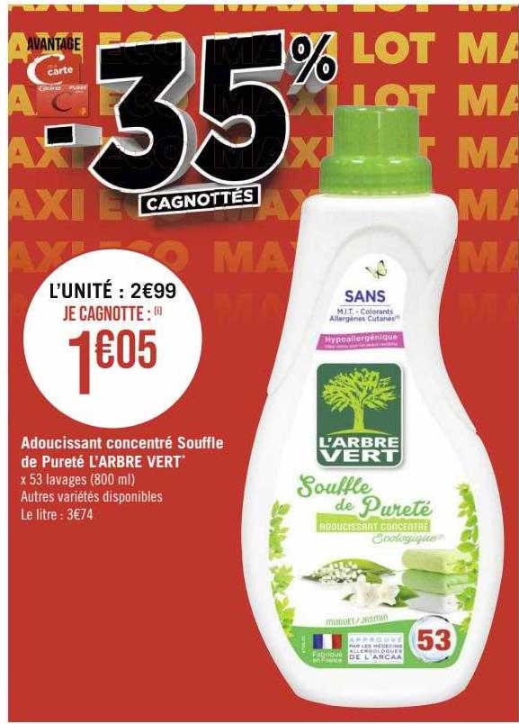 adoucissant concentré souffle de pureté l'arbre vert