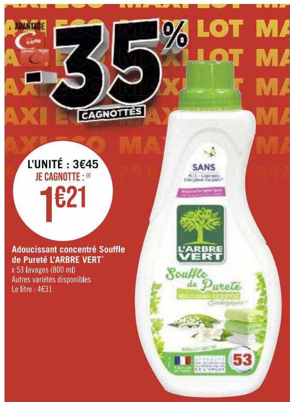 adoucissant concentré souffle de pureté l'arbre vert