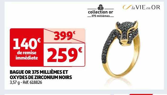 bague or 375 millièmes et oxydes de zirconium noirs la vie en or