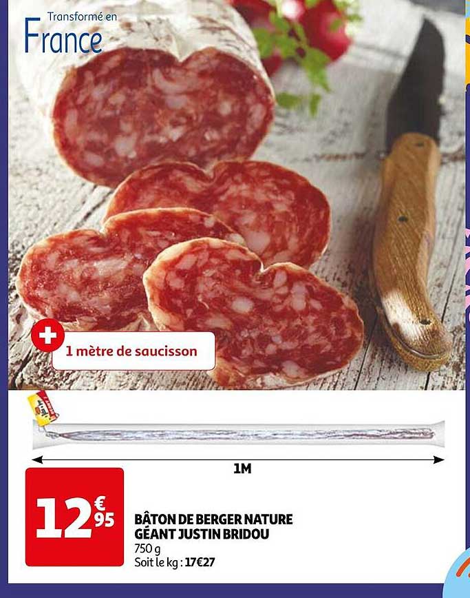 bâton de berger nature géant justin bridou