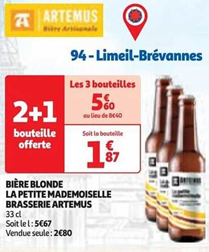 bière blonde la petite mademoiselle brasserie artemus