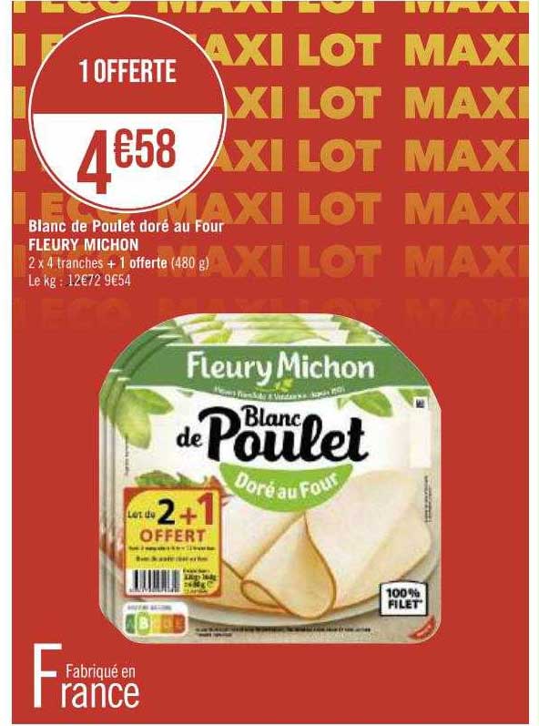 blanc de poulet doré au four fleury michon