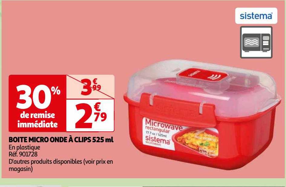 boîte micro onde à clips 525 ml sistema