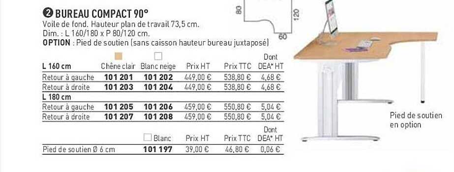 bureau compact 90°