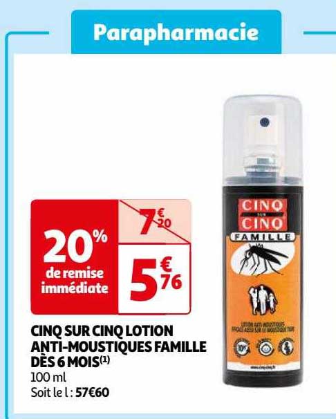 cinq sur cinq lotion anti-moustiques famille dès 6 mois