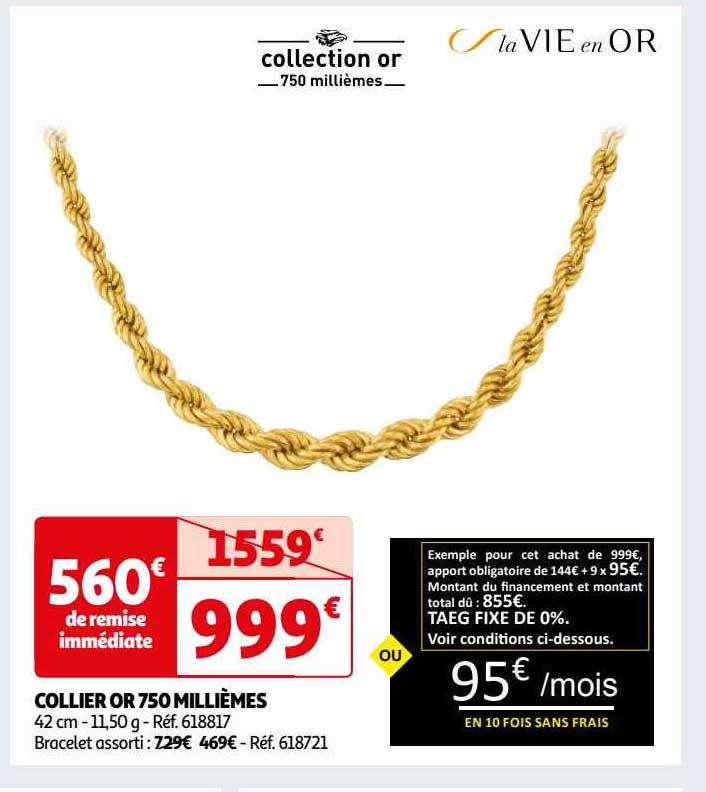 collier or 750 millièmes