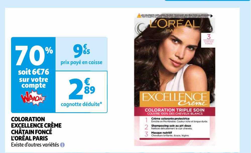 coloration excellence crème châtain foncé l'oréal paris