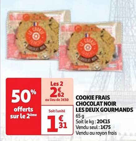cookie frais chocolat noir les deux gourmands