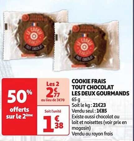 cookie frais tout chocolat les deux gourmands