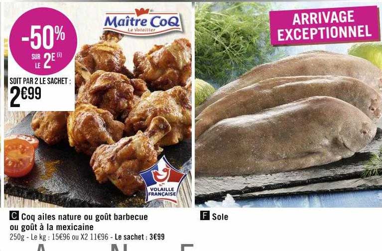 coq ailes nature ou goût barbecue ou goût à la mexicaine maître coq