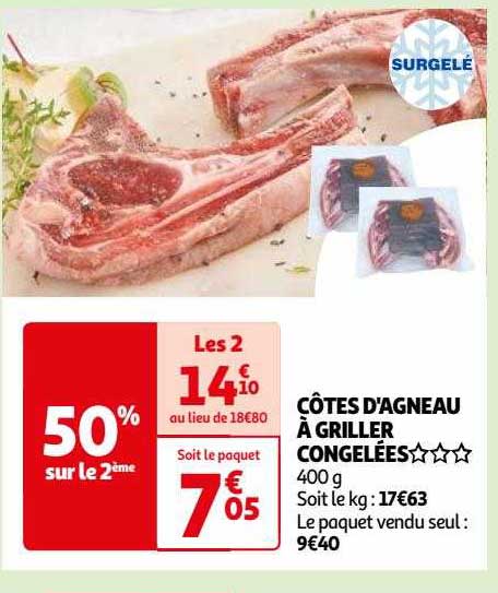 côtes d'agneau à griller congelées***