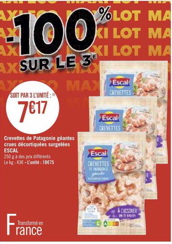 Crevettes De Patagonie Géantes Crues Décortiquées Surgelées Escal