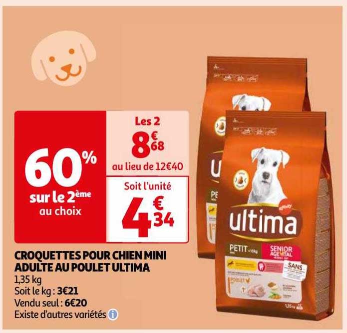Croquettes Pour Chien Mini Adulte Au Poulet Ultima