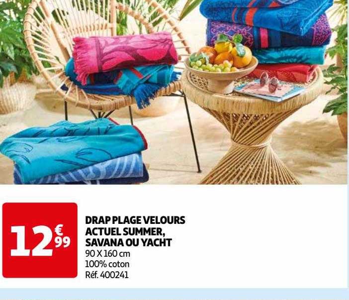 drap plage velours actuel summer, savana ou yacht