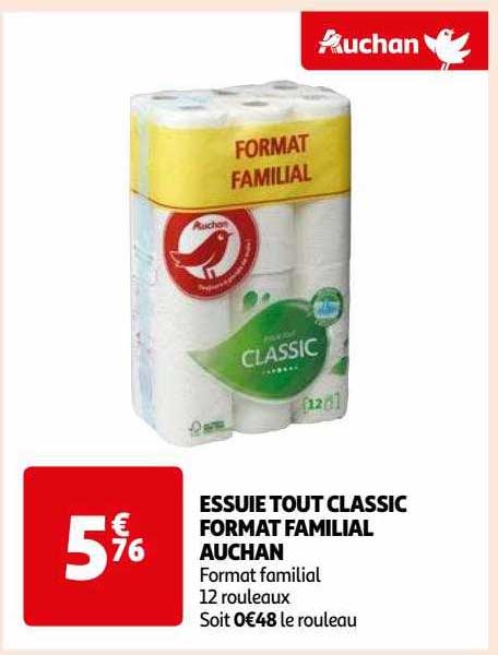 essuie tout classic format familial auchan