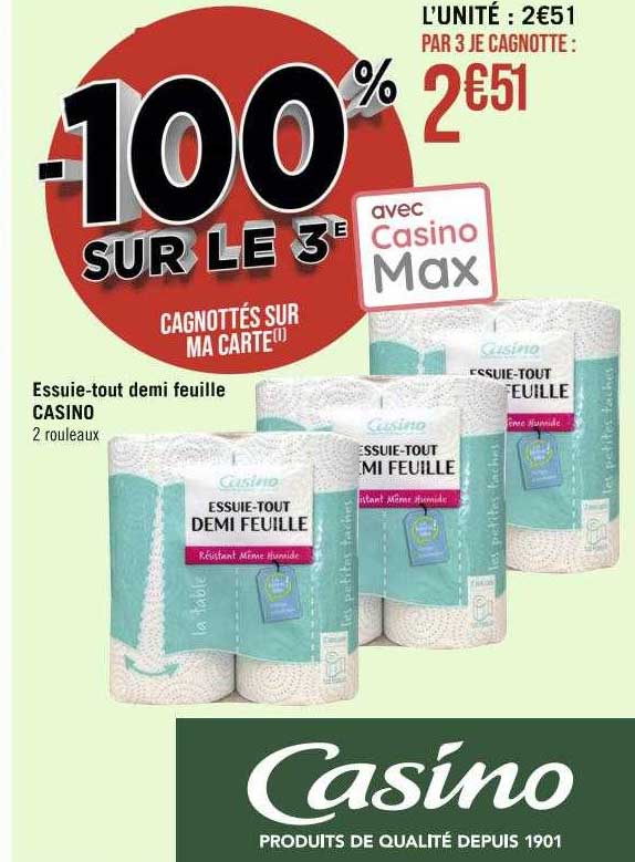 essuie-tout demi feuille casino