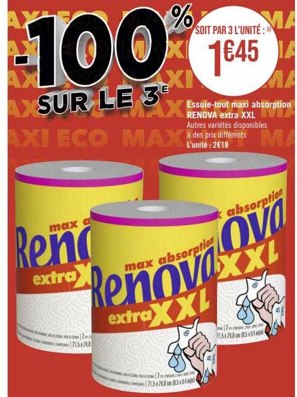 essuie-tout maxi absorption renova extra xxl