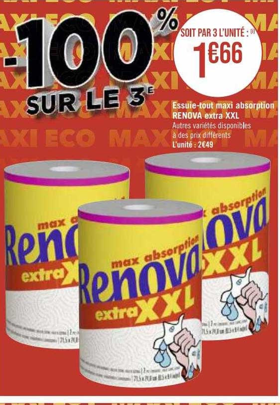 essuie-tout maxi absorption rénova extra XXL