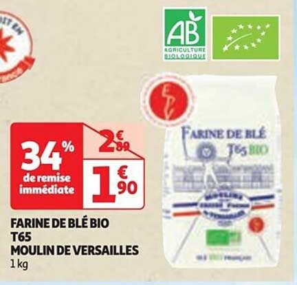 farine de blé bio t65 moulin versailles