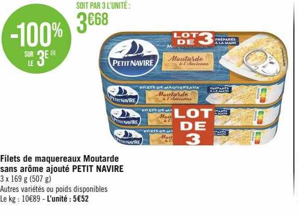 filets de maquereaux moutarde sans arôme ajouté petit navire
