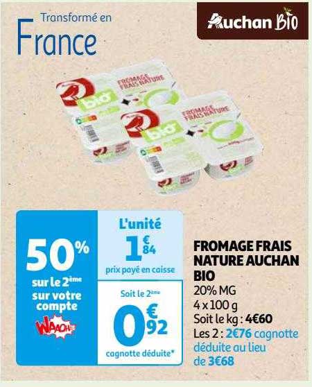 Fromage Frais Nature Auchan Bio