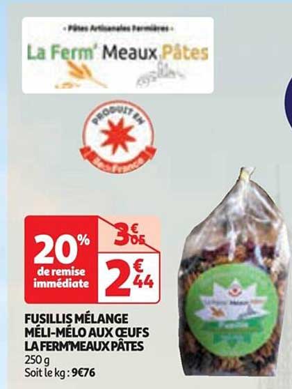 fusillis mélange méli-mélo aux oeufs la ferm'meaux pâtes