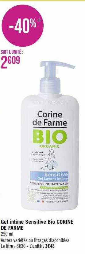 gel intime sensitive bio corine de farme