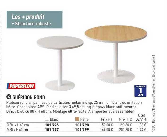 guéridon rond paperflow